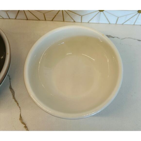 Vintage Syracuse China Bowls | Set of 4 Beige & Green Stripe Restaurant Ware - Picture 4 of 5